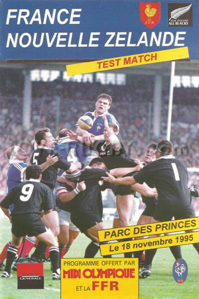 1995 France v New Zealand  Rugby Programme